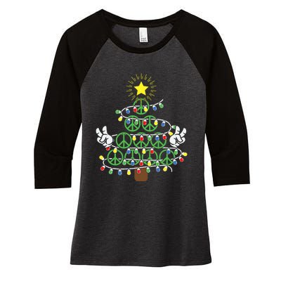 Groovy Peace Love Xmas Hippie Santa Claus Funny Christmas Women's Tri-Blend 3/4-Sleeve Raglan Shirt