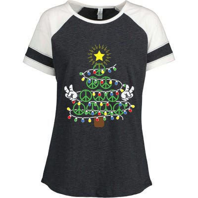 Groovy Peace Love Xmas Hippie Santa Claus Funny Christmas Enza Ladies Jersey Colorblock Tee