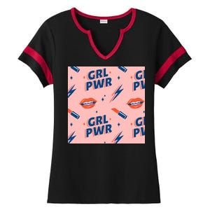 Girl Pwr Lipstick Women's Day Ladies Halftime Notch Neck Tee