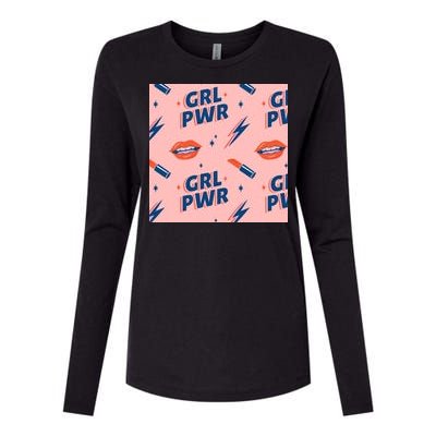 Girl Pwr Lipstick Women's Day Womens Cotton Relaxed Long Sleeve T-Shirt