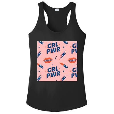 Girl Pwr Lipstick Women's Day Ladies PosiCharge Competitor Racerback Tank
