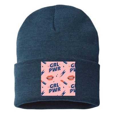 Girl Pwr Lipstick Women's Day Sustainable Knit Beanie