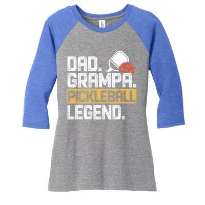 Grampa Pickleball Legend Dad Funny Meaningful Gift Women's Tri-Blend 3/4-Sleeve Raglan Shirt