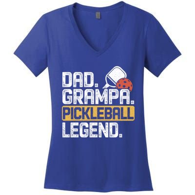 Grampa Pickleball Legend Dad Funny Meaningful Gift Women's V-Neck T-Shirt