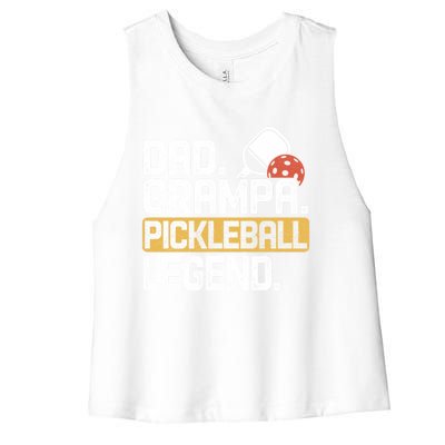 Grampa Pickleball Legend Dad Funny Meaningful Gift Women's Racerback Cropped Tank