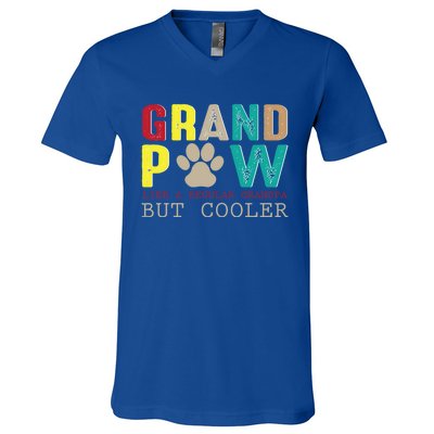 Grand Paw Like Regular Grandpa But Cooler Cool Gift V-Neck T-Shirt