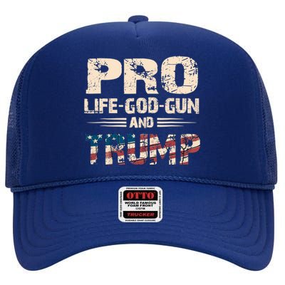 Great Pro Life God Gun Trump Usa Gift High Crown Mesh Back Trucker Hat