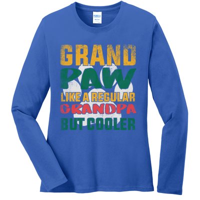 Grand Paw Like A Regular Grandpa But Cooler Dog Lovers Funny Gift Ladies Long Sleeve Shirt