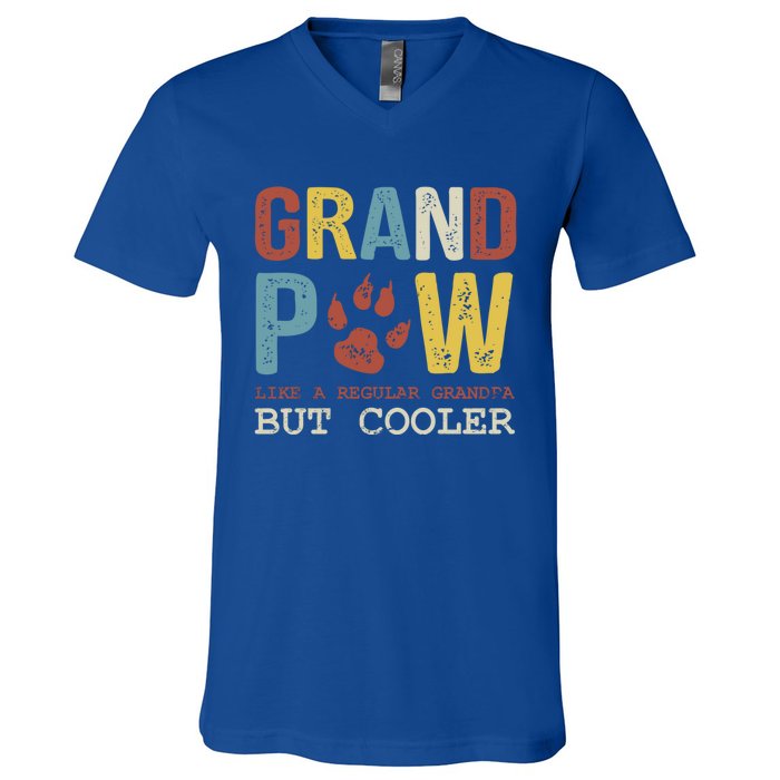 Grand Paw Like A Regular Grandpa But Cooler Dog Lovers Gift V-Neck T-Shirt