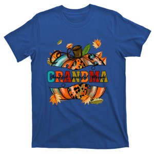 Grandma Pumpkin Leopard Grandma Thankful Grateful Blessed Gift T-Shirt