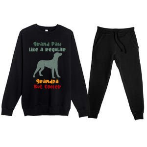 Grand Paw Like A Regular Grandpa But Cooler For Grandpa Funny Gift Premium Crewneck Sweatsuit Set