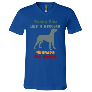 Grand Paw Like A Regular Grandpa But Cooler For Grandpa Funny Gift V-Neck T-Shirt