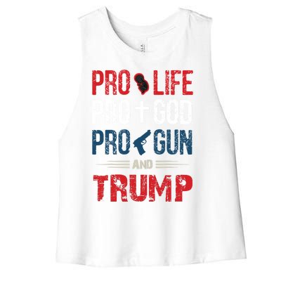 Great Pro Life Pro God Pro Gun Gift Women's Racerback Cropped Tank