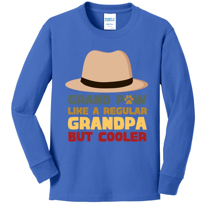 Grand Paw Like A Regular Grandpa But Cooler For Grandpa Gift Kids Long Sleeve Shirt