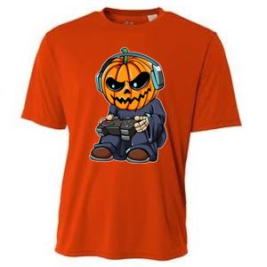 Gamer Pumpkin Lazy Halloween Costume Cool Videogame Gaming Gift Cooling Performance Crew T-Shirt