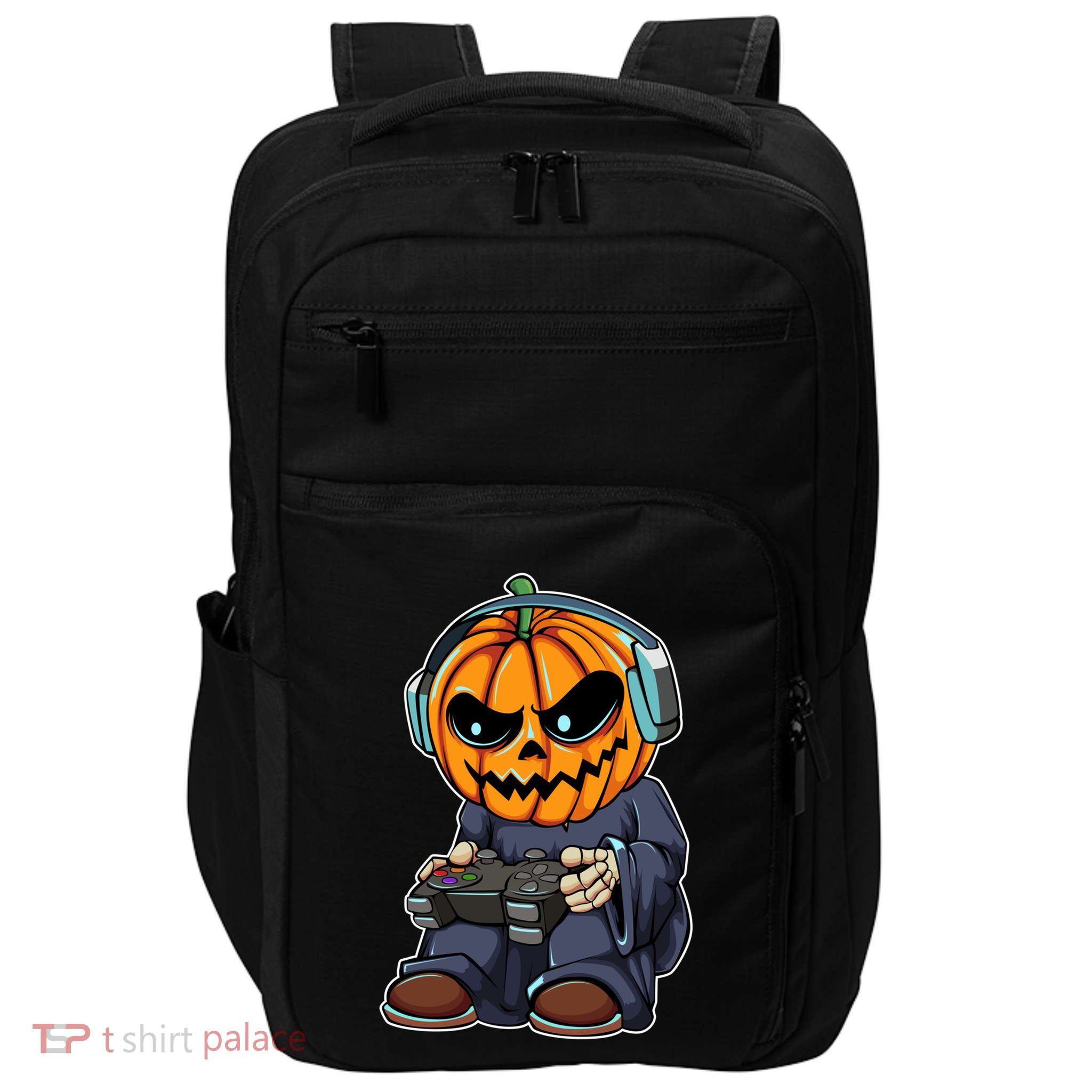 Gamer Pumpkin Lazy Halloween Costume Cool Videogame Gaming Gift Impact Tech Backpack