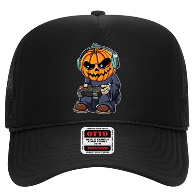 Gamer Pumpkin Lazy Halloween Costume Cool Videogame Gaming Gift Trucker Hat