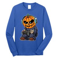 Gamer Pumpkin Lazy Halloween Costume Cool Videogame Gaming Gift Long Sleeve Shirt