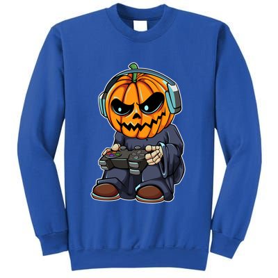 Gamer Pumpkin Lazy Halloween Costume Cool Videogame Gaming Gift Sweatshirt