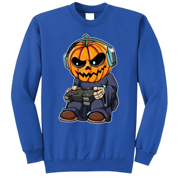 Gamer Pumpkin Lazy Halloween Costume Cool Videogame Gaming Gift Sweatshirt