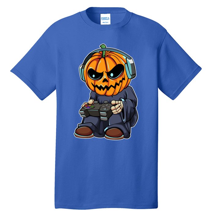 Gamer Pumpkin Lazy Halloween Costume Cool Videogame Gaming Gift Tall T-Shirt