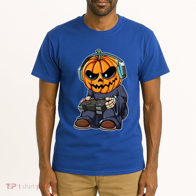 Gamer Pumpkin Lazy Halloween Costume Cool Videogame Gaming Gift Tall T-Shirt