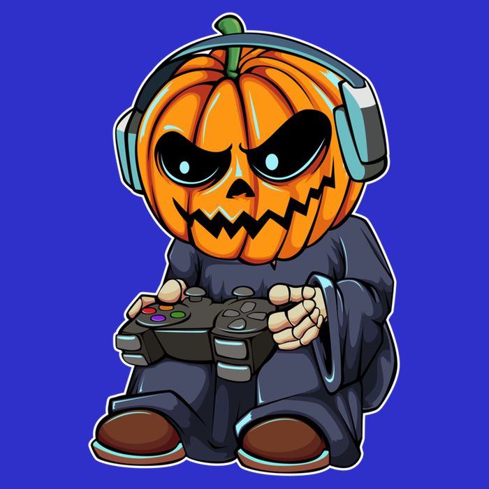 Gamer Pumpkin Lazy Halloween Costume Cool Videogame Gaming Gift 16 in Basic Backpack