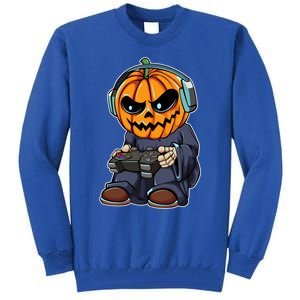 Gamer Pumpkin Lazy Halloween Costume Cool Videogame Gaming Gift Tall Sweatshirt