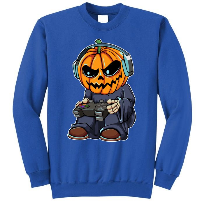 Gamer Pumpkin Lazy Halloween Costume Cool Videogame Gaming Gift Tall Sweatshirt