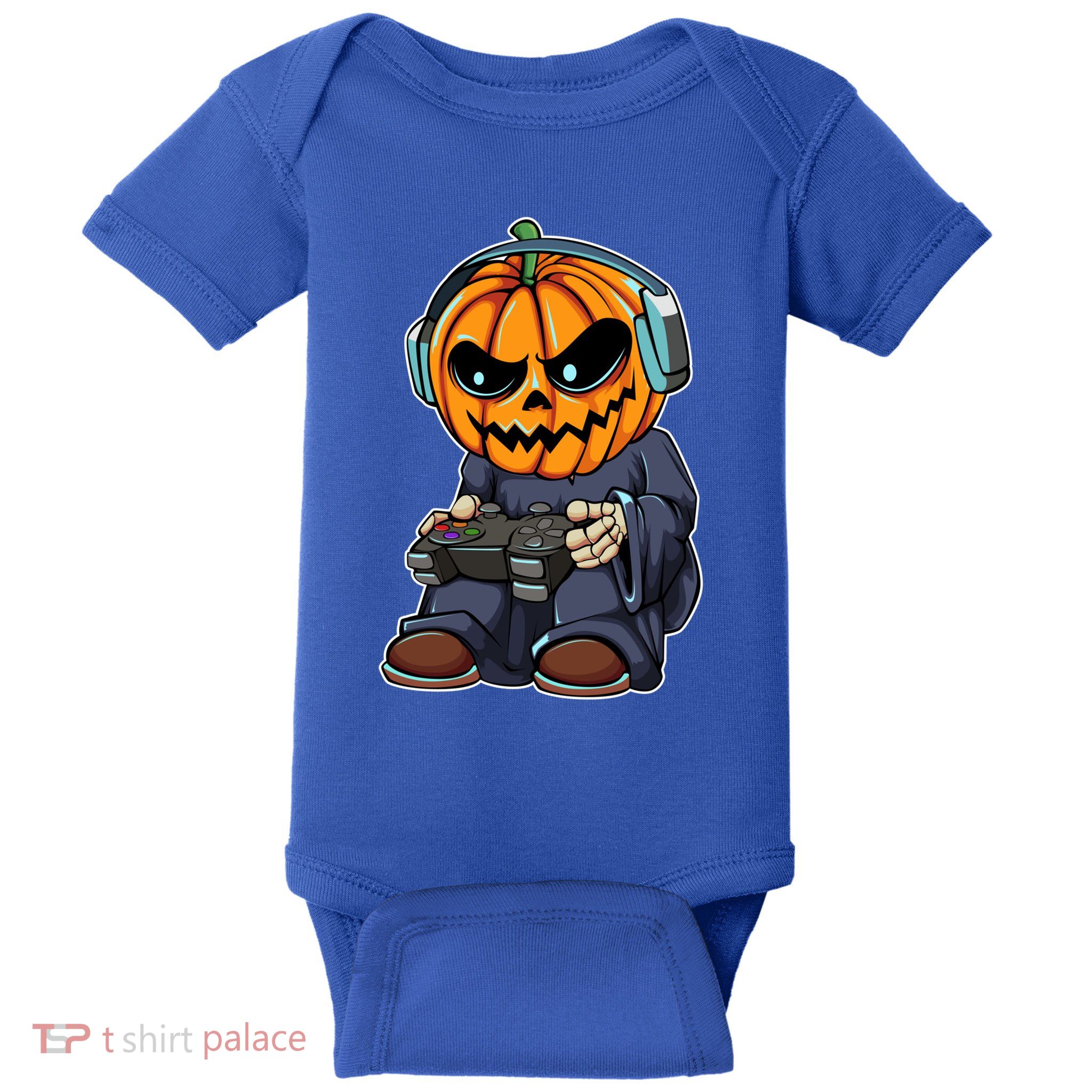 Gamer Pumpkin Lazy Halloween Costume Cool Videogame Gaming Gift Baby Bodysuit