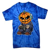 Gamer Pumpkin Lazy Halloween Costume Cool Videogame Gaming Gift Tie-Dye T-Shirt