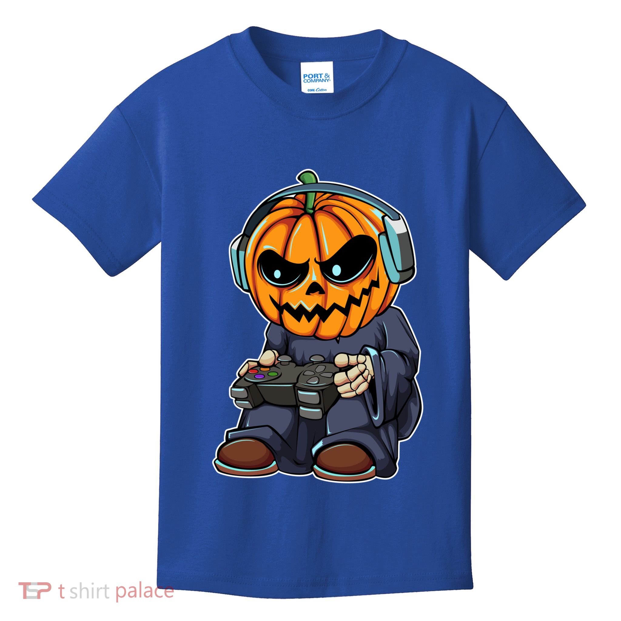 Gamer Pumpkin Lazy Halloween Costume Cool Videogame Gaming Gift Kids T-Shirt