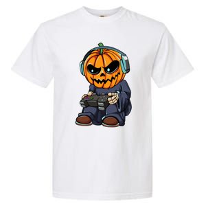 Gamer Pumpkin Lazy Halloween Costume Cool Videogame Gaming Gift Garment-Dyed Heavyweight T-Shirt