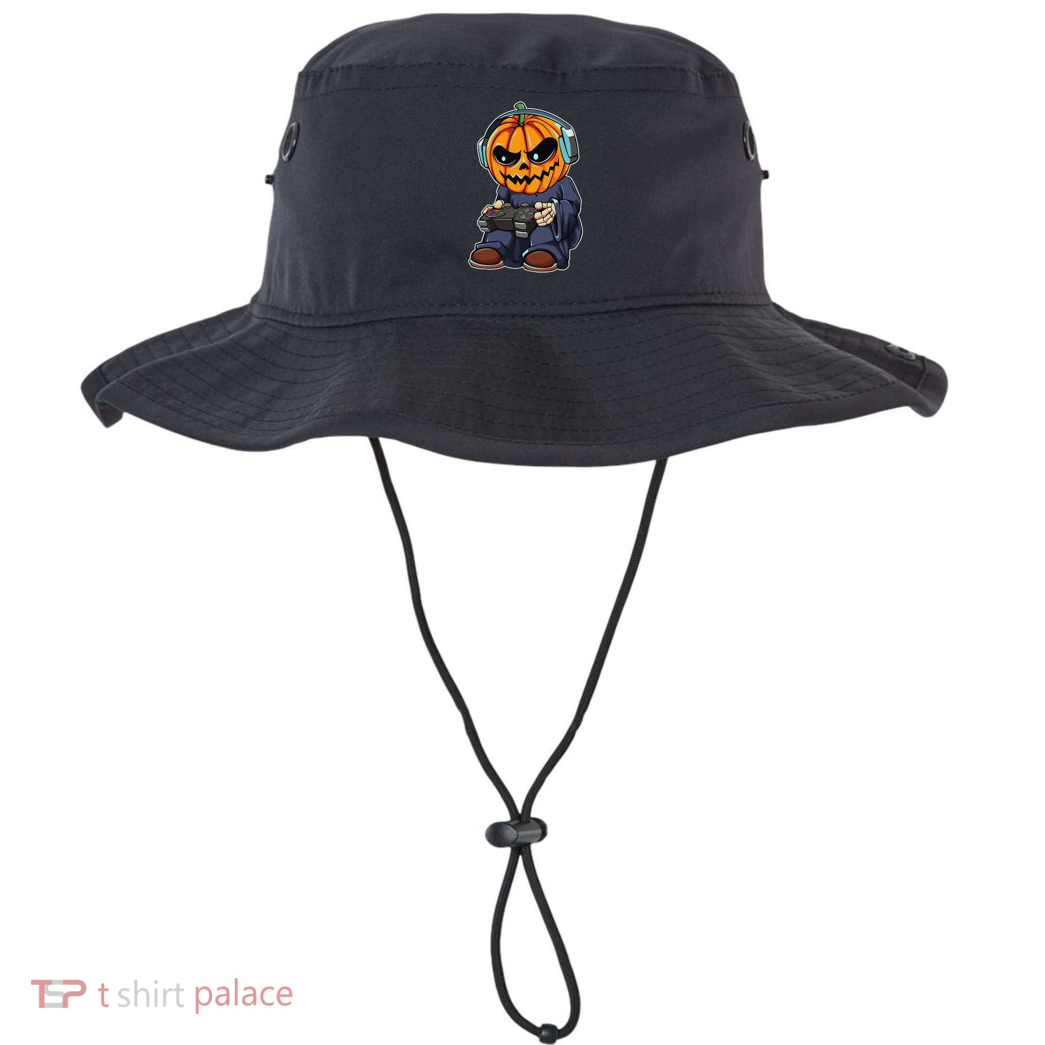 Gamer Pumpkin Lazy Halloween Costume Funny Gaming Videogame Bucket Hat