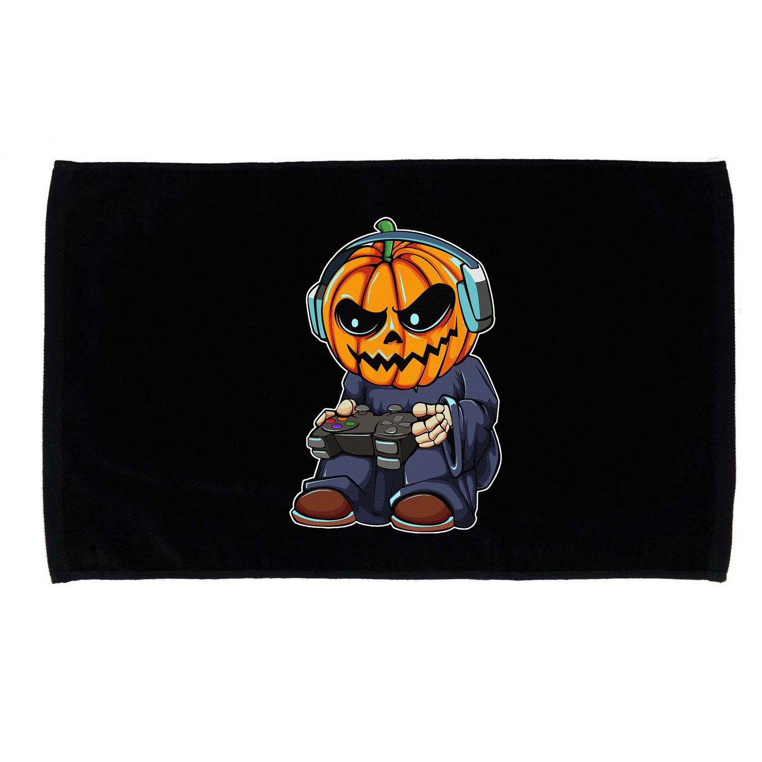 Gamer Pumpkin Lazy Halloween Costume Funny Gaming Videogame Microfiber Hand Towel