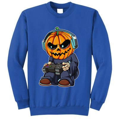 Gamer Pumpkin Lazy Halloween Costume Funny Gaming Videogame Sweatshirt