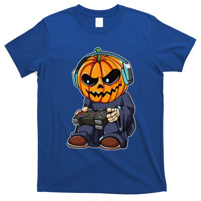 Gamer Pumpkin Lazy Halloween Costume Funny Gaming Videogame T-Shirt