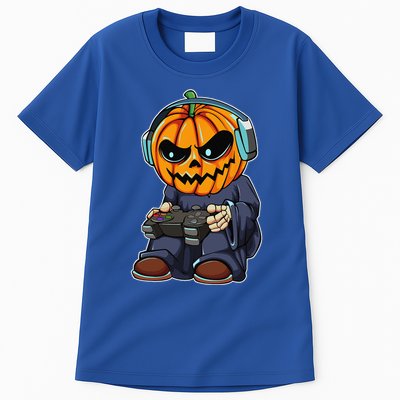 Gamer Pumpkin Lazy Halloween Costume Funny Gaming Videogame Tall T-Shirt