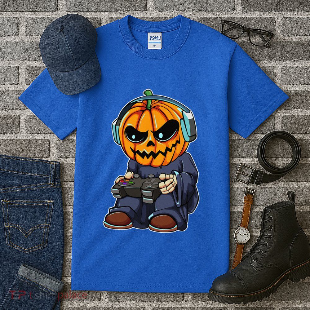 Gamer Pumpkin Lazy Halloween Costume Funny Gaming Videogame Tall T-Shirt