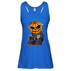 Gamer Pumpkin Lazy Halloween Costume Funny Gaming Videogame Ladies Essential Flowy Tank