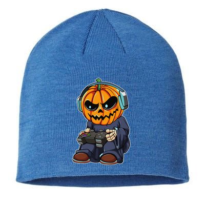 Gamer Pumpkin Lazy Halloween Costume Funny Gaming Videogame Sustainable Beanie