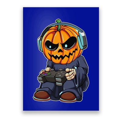 Gamer Pumpkin Lazy Halloween Costume Funny Gaming Videogame Poster