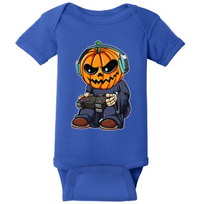Gamer Pumpkin Lazy Halloween Costume Funny Gaming Videogame Baby Bodysuit