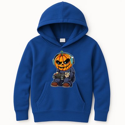 Gamer Pumpkin Lazy Halloween Costume Funny Gaming Videogame Kids Hoodie