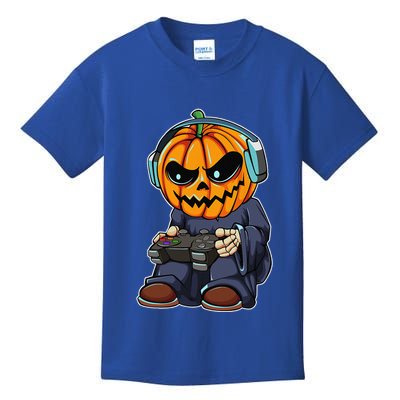 Gamer Pumpkin Lazy Halloween Costume Funny Gaming Videogame Kids T-Shirt