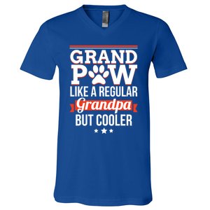 Grand Paw Like A Regular Grandpa But Cooler Funny Dog Dad Gift V-Neck T-Shirt