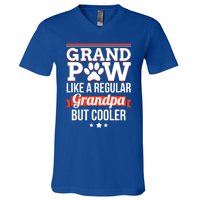 Grand Paw Like A Regular Grandpa But Cooler Funny Dog Dad Gift V-Neck T-Shirt