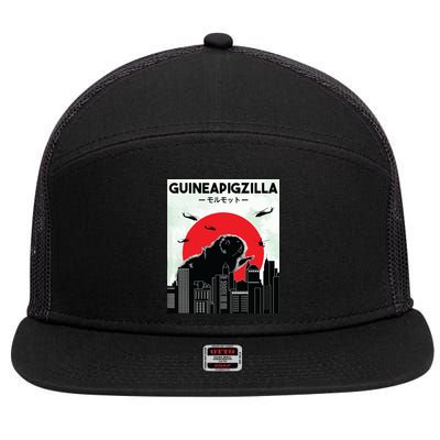 Guinea Pig Lover Tee Guineapigzilla Funny Guinea Pig 7 Panel Mesh Trucker Snapback Hat