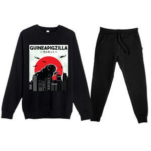 Guinea Pig Lover Tee Guineapigzilla Funny Guinea Pig Premium Crewneck Sweatsuit Set