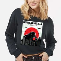 Guinea Pig Lover Tee Guineapigzilla Funny Guinea Pig Cropped Pullover Crew